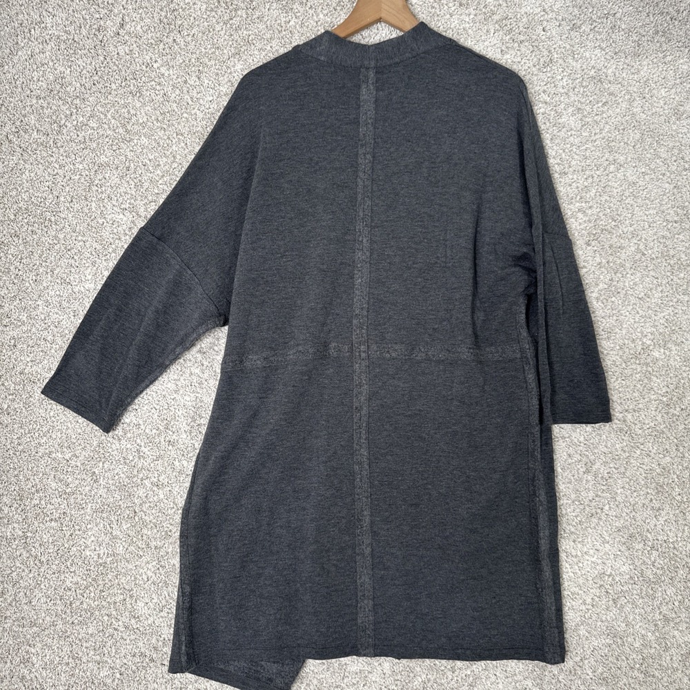 SOMA Women's Open Front Cardigan Sweater Gray 3/4‎ Sleeve; Size L - Picture 4 of 6